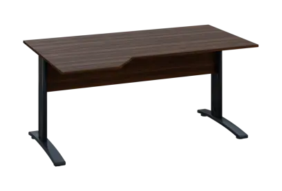 EZK 28 - 164 stůl kancelářský, rohový, levý, kovová podnož černá, deska 25 mm, široký 1600 mm, ořech královský